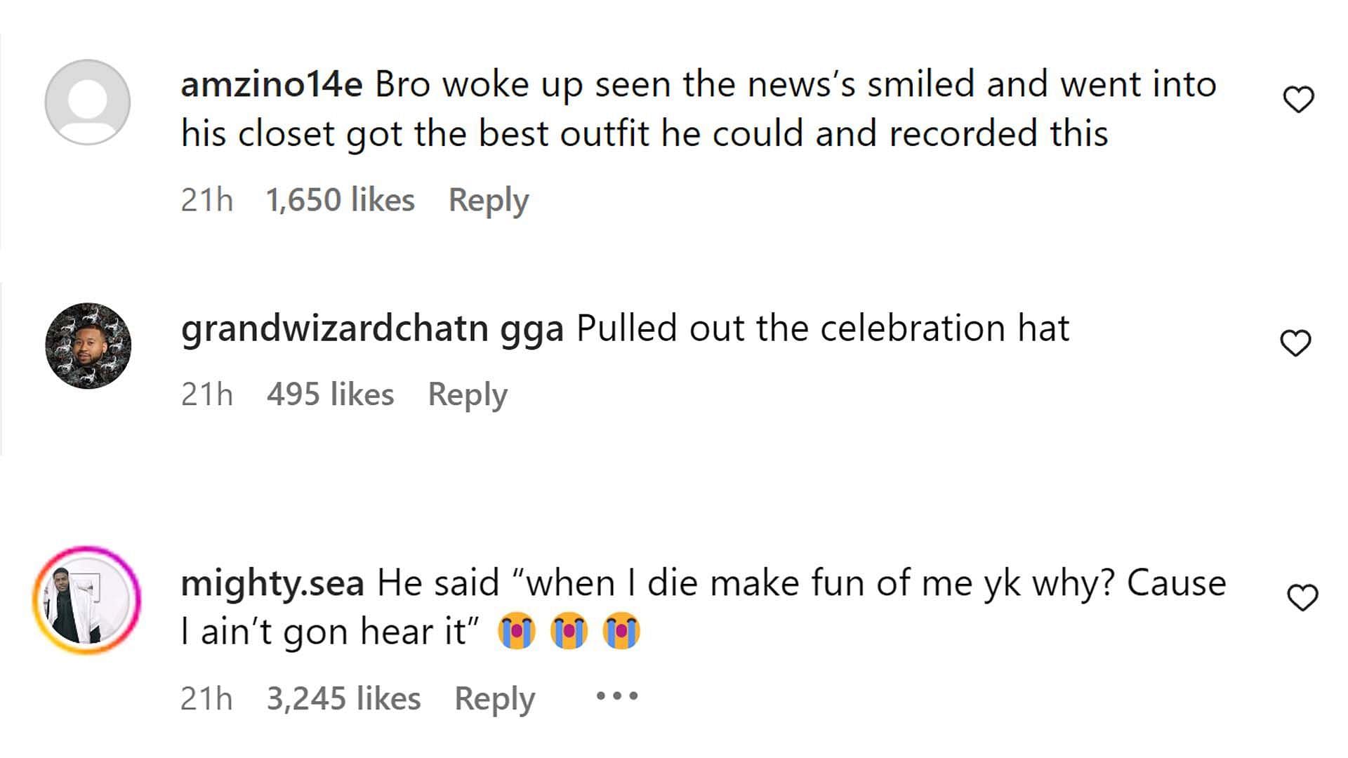 A comment reacting to the news (Image via Instagram/@akademiks)