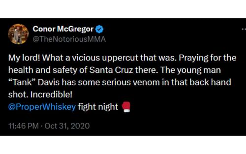 McGregor's tweet regarding Davis [Image courtesy: @TheNotoriousMMA - X]