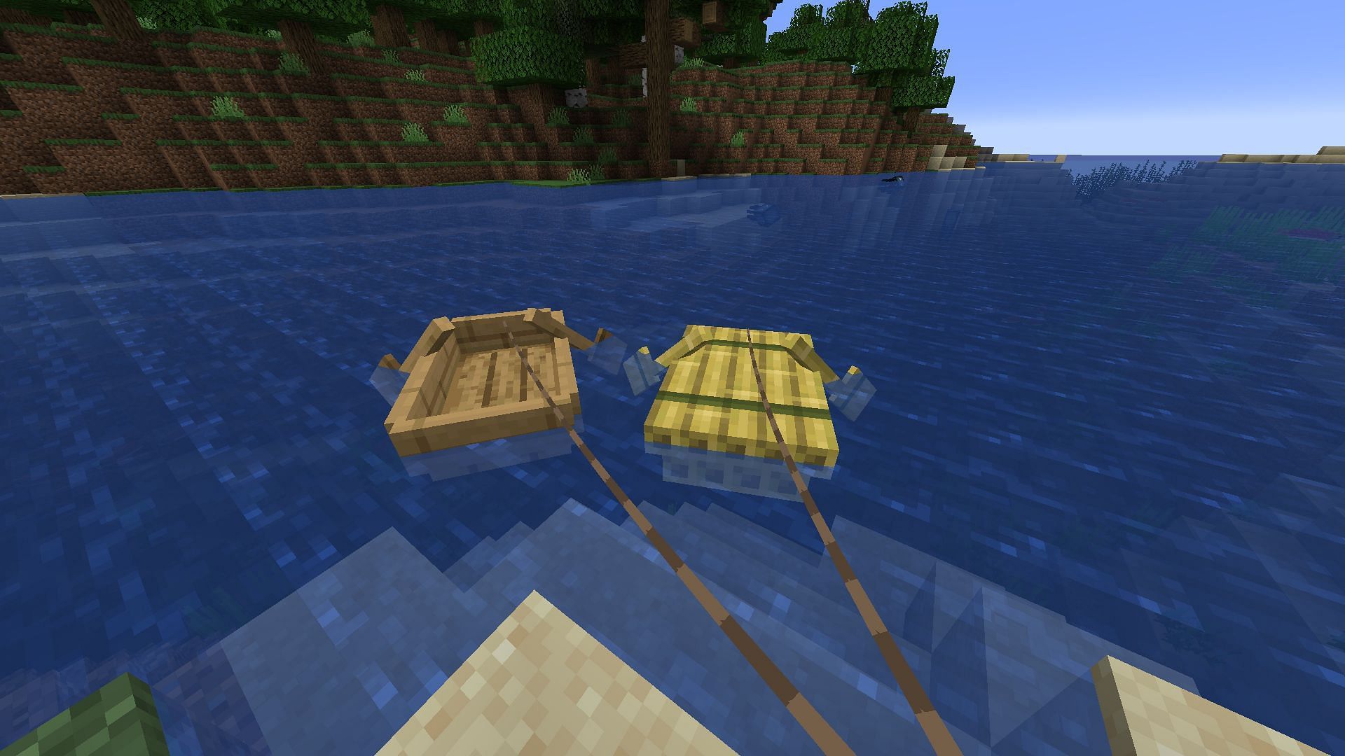 Boats and rafts can finally be attached to leads in Minecraft 1.21 (Image via Mojang)