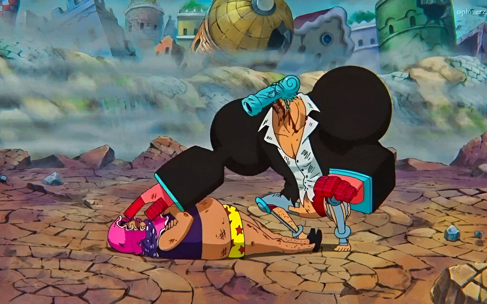 Franky beating Senior Pink (Image via Toei Animation)