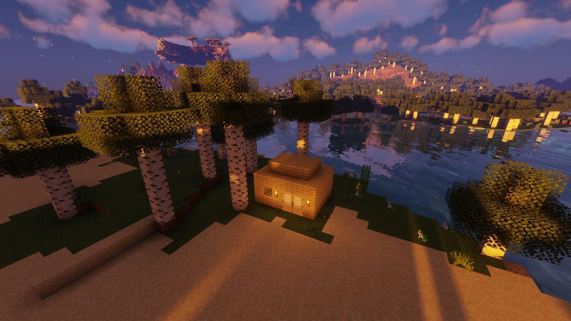 An example of a basic day one survival base (Image via Mojang)