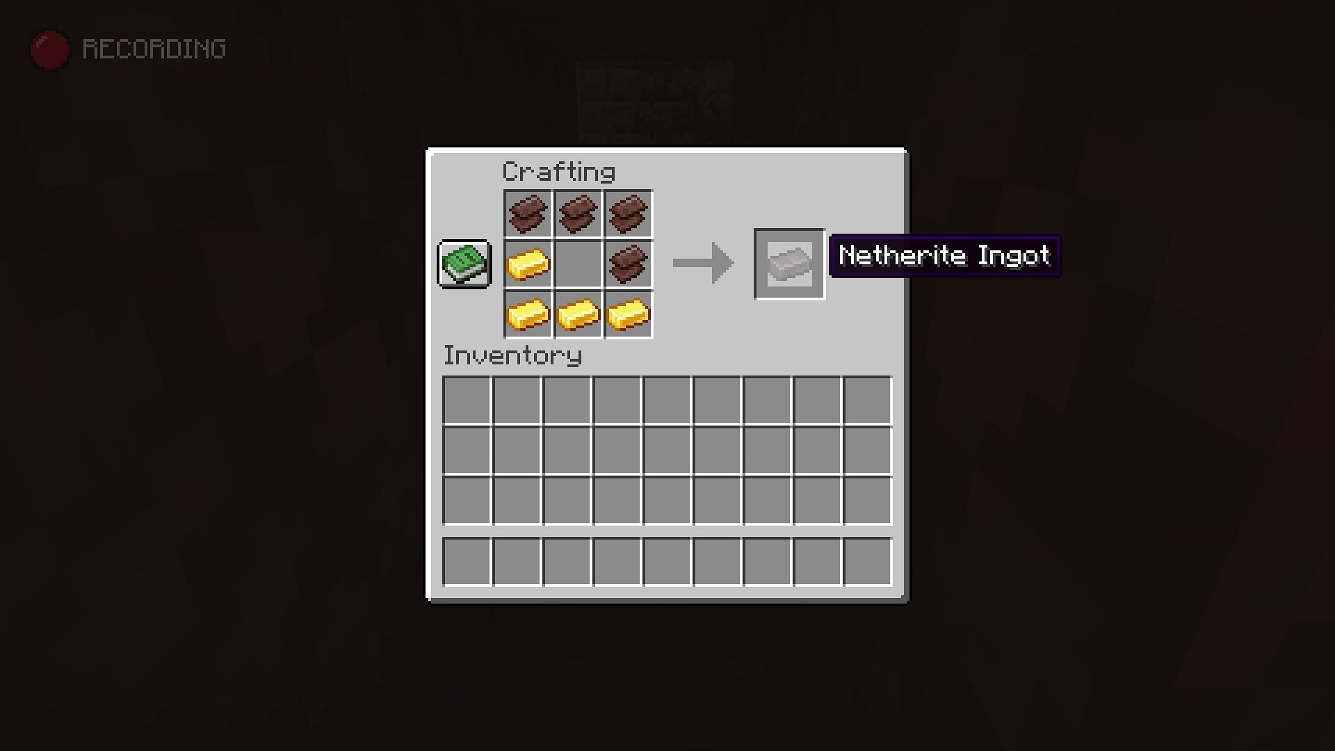 Crafting recipe for Netherite ingots (Image via Mojang)