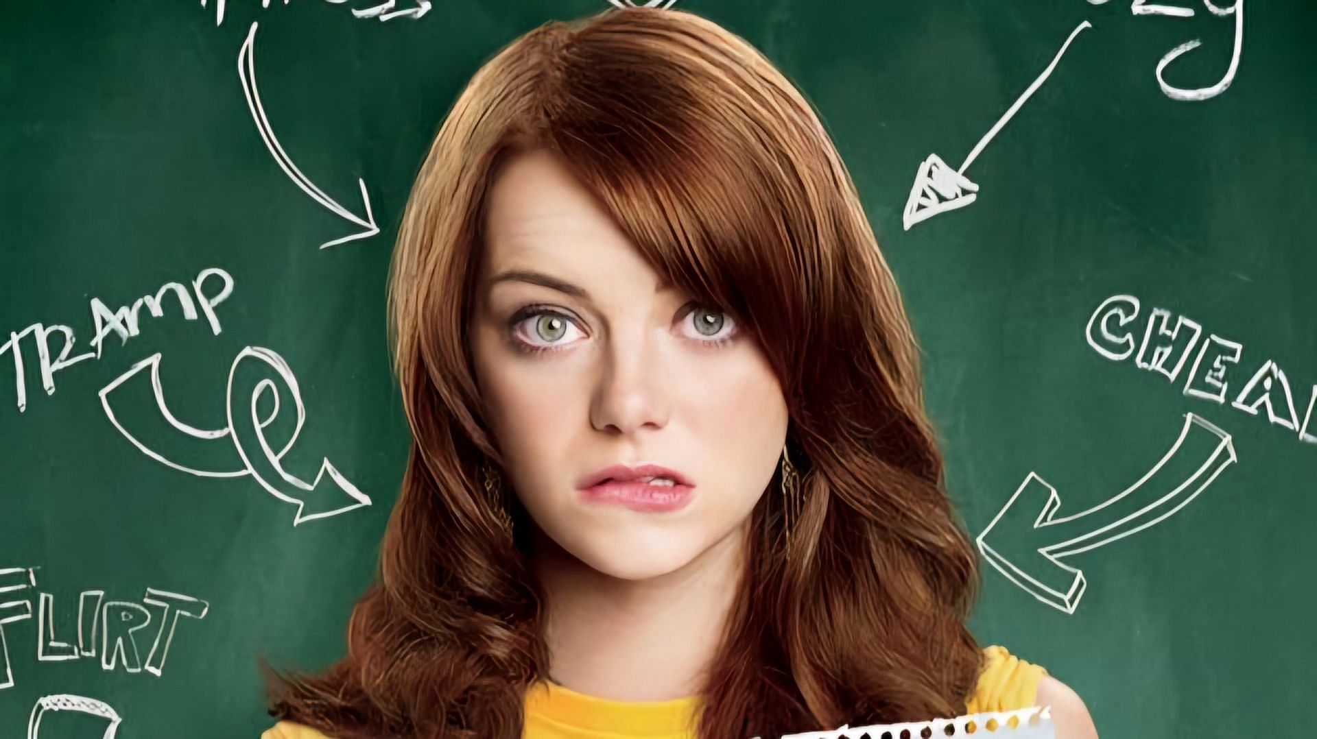 Emma Stone on the official poster for Easy A