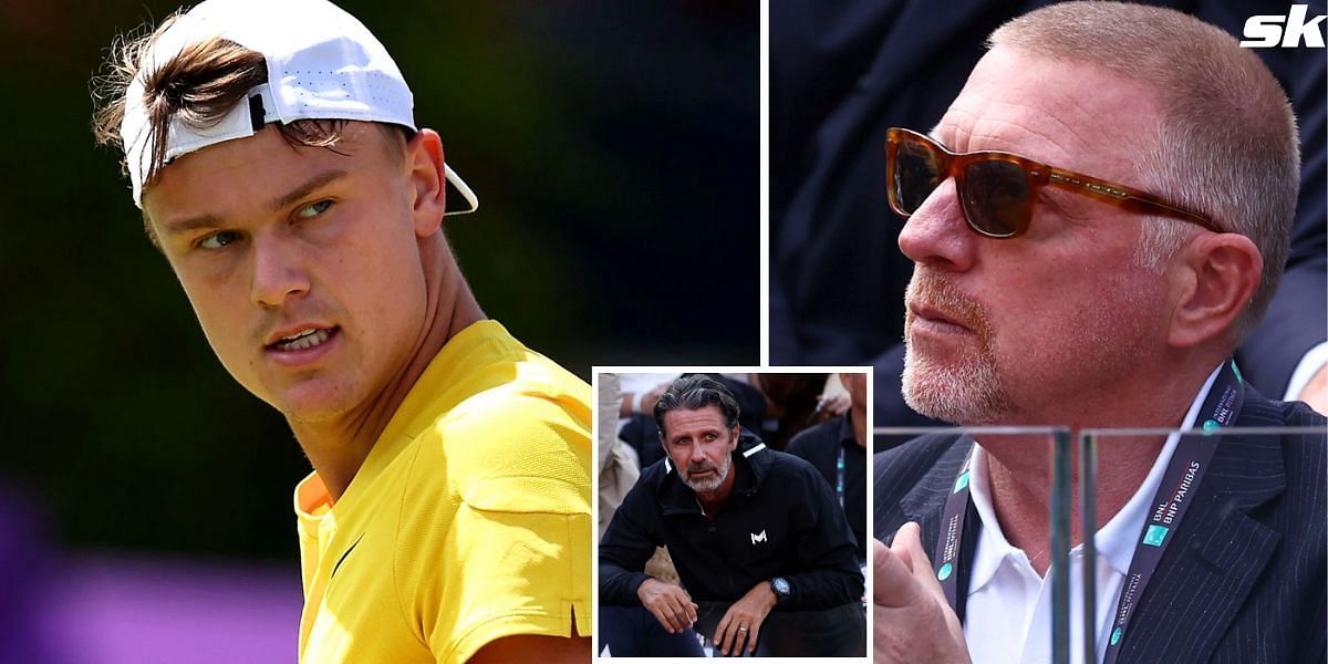 Holger Rune (L), Boris Becker (R), Patrick Mouratoglou (inset) (Image Source: Getty)