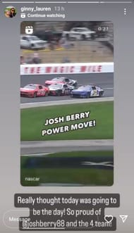 Ginny congratulates Josh Berry