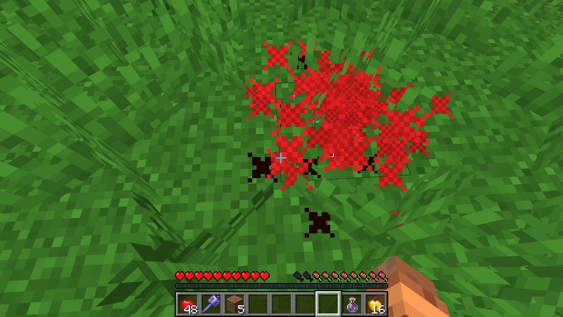 A player healing with a splash potion of health (Image via Mojang)