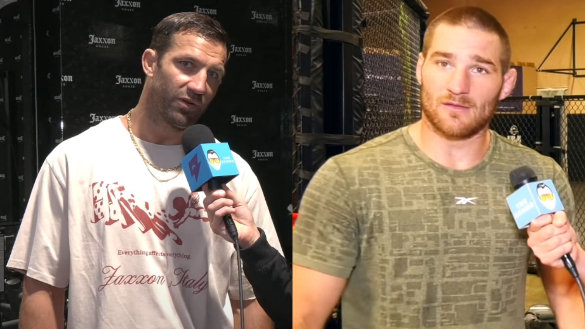 Luke Rockhold (left) doubles down on stance of Sean Strickland (right) [Images courtesy of The Schmo on YouTube]