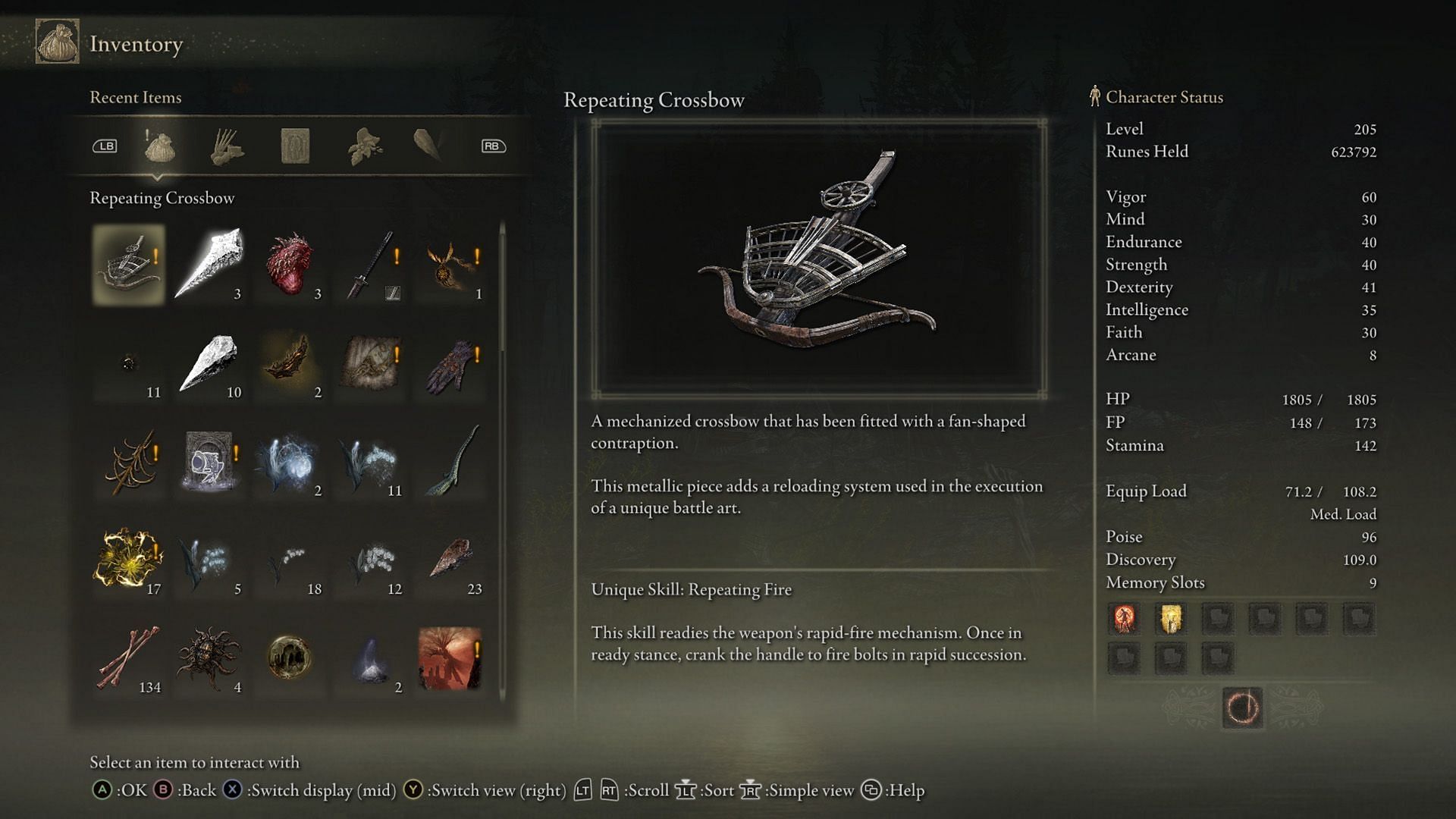 In-game description of Repeating Crossbow (Image via FromSoftware)