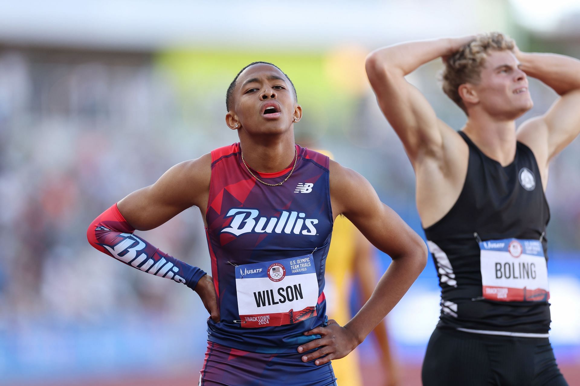 Quincy Wilson competes in the men&#039;s 400 meter final on Day Four of the 2024 U.S. Olympic Team Track &amp; Field Trials at Hayward Field on June 24, 2024 in Eugene, Oregon.