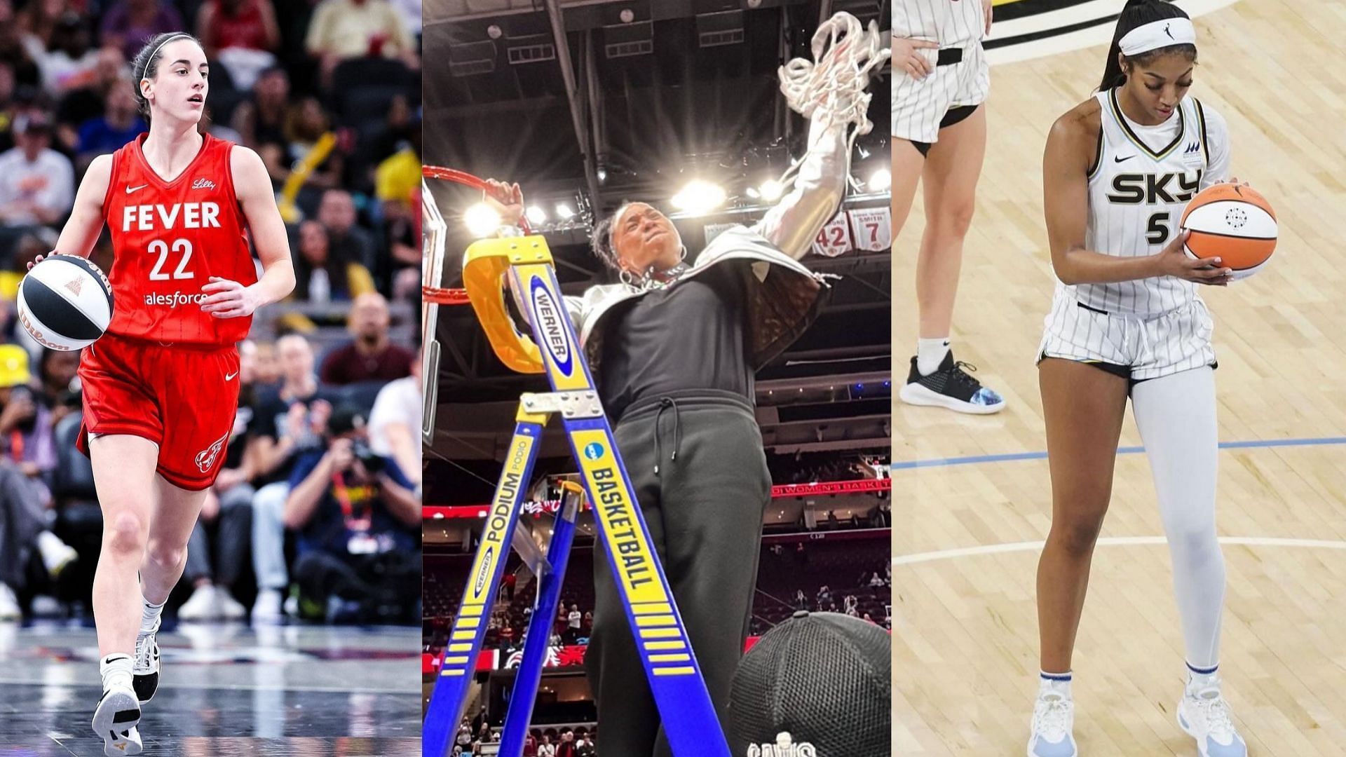 WNBA star Caitlin Clark, South Carolina coach Dawn Staley and Sky rookie Angel Reese