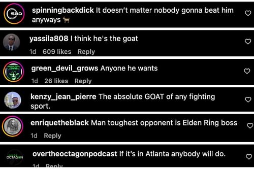 Screenshot of fans' comments