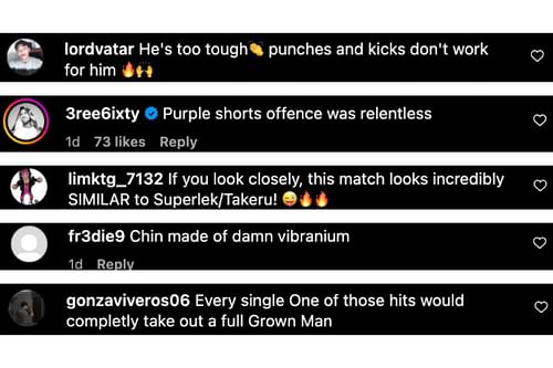 Screenshot of fans' comments