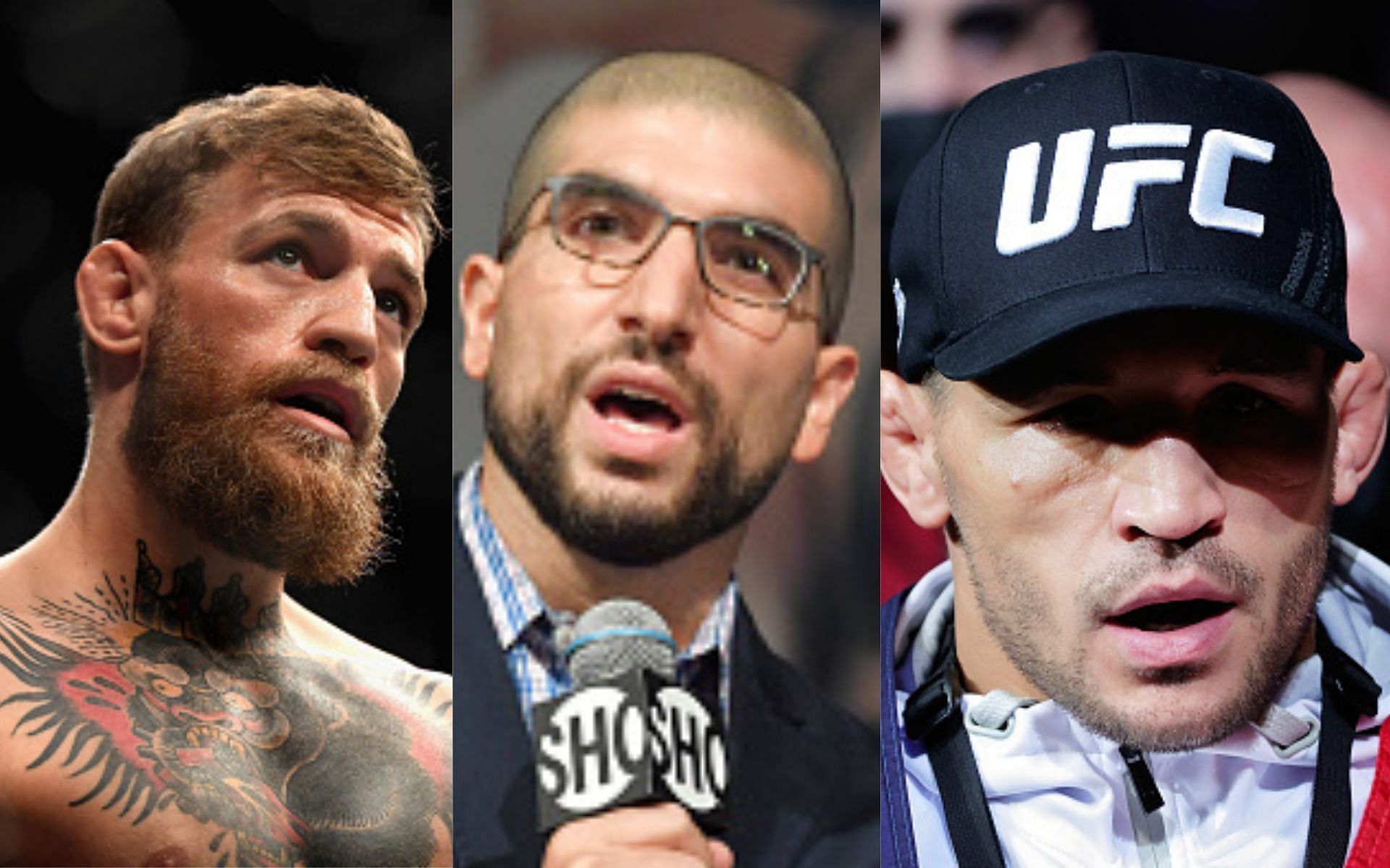 Ariel Helwani (center) hints at cancellation of Conor McGregor (left) vs. Michael Chandler (right) [Image credits: Getty Images]