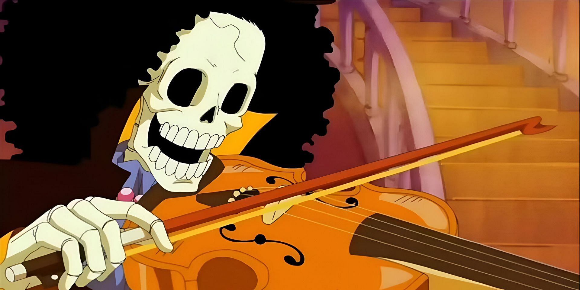 Brook singing Binks&#039; sake, as seen in the anime (Image via Toei Animation)