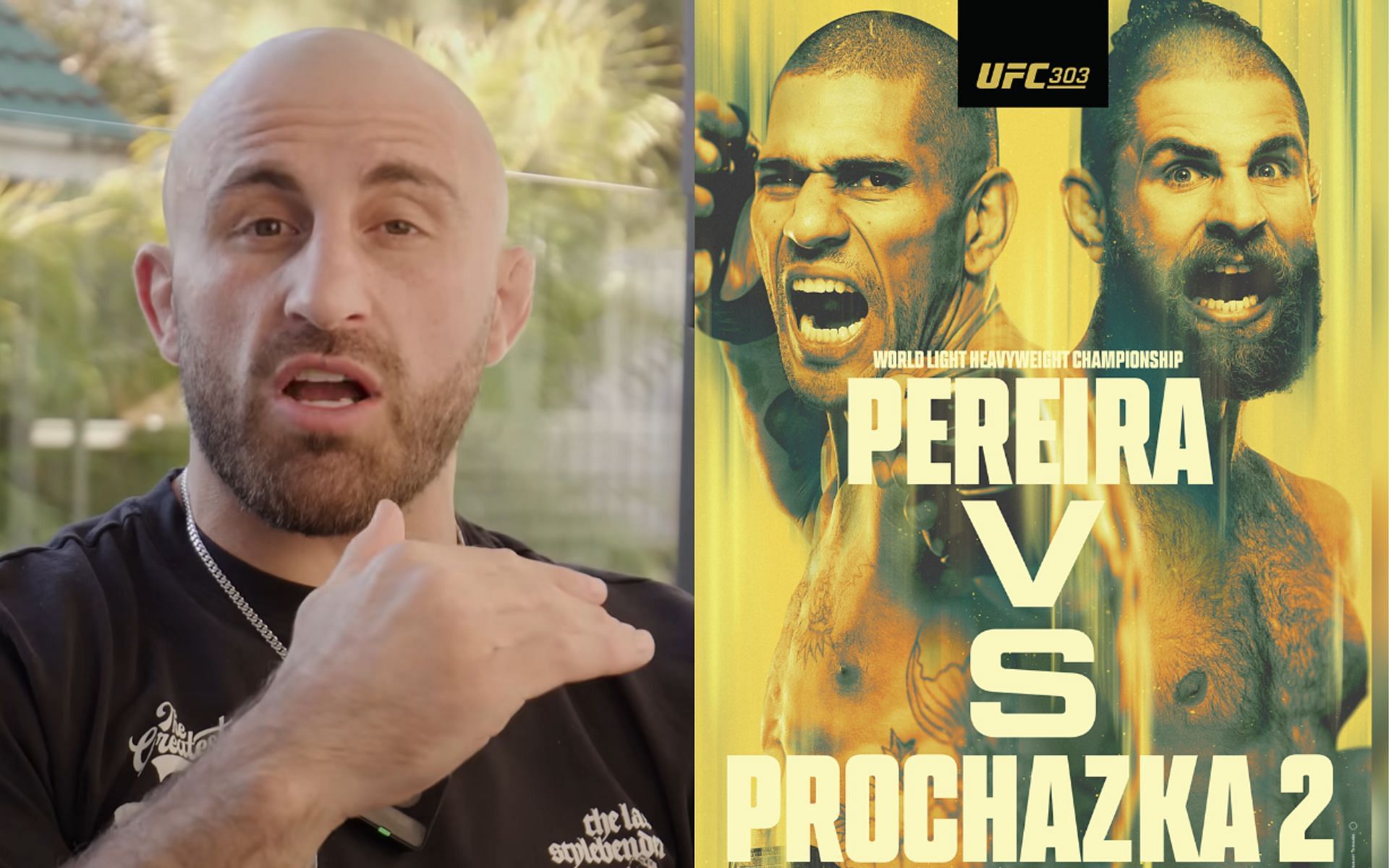 Alexander Volkanovski (left) predicts knockout in Alex Pereira vs. Jiri Prochazka set for UFC 303 (right) [Images courtesy: @alexandervolkanovski on YouTube and @ufc on Instagram]