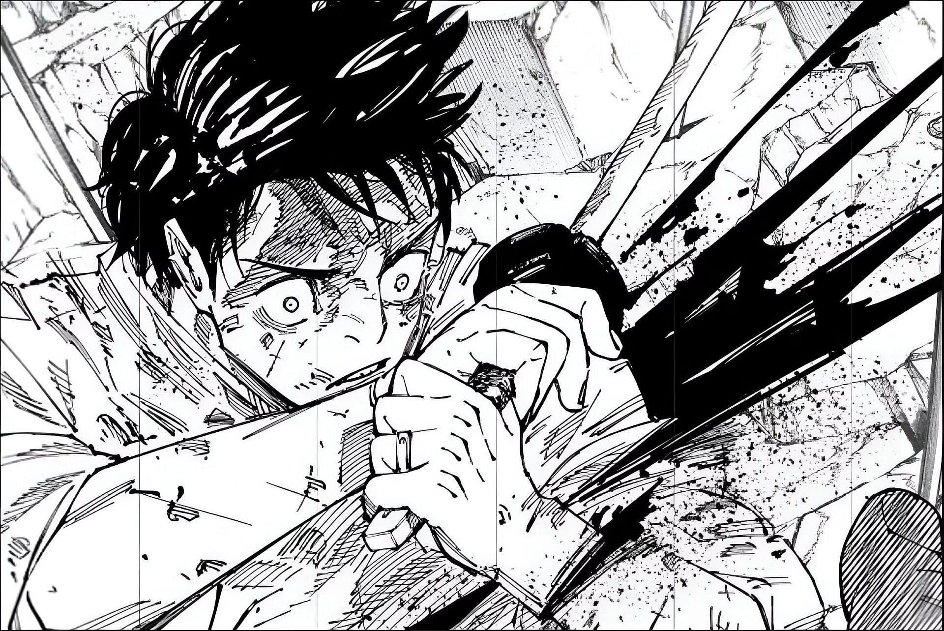 Yuta Okkotsu gets sliced in half by Sukuna (image via Gege Akutami, Shueisha)