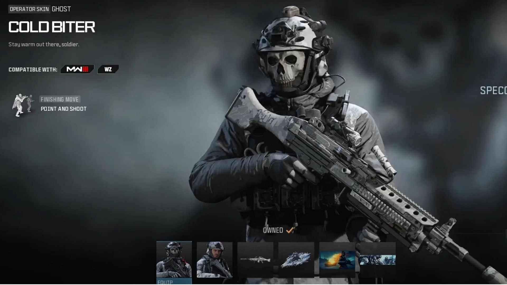 Ghost skin in Arctic Ops Ghost and Soap Party pack in Warzone and MW3 (Image via Activision)