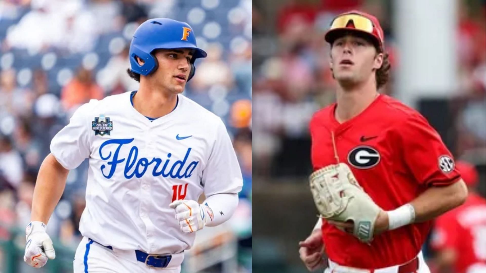 From left to right: Florida two-way player Jac Caglianone and Georgia infielder Charlie Condon