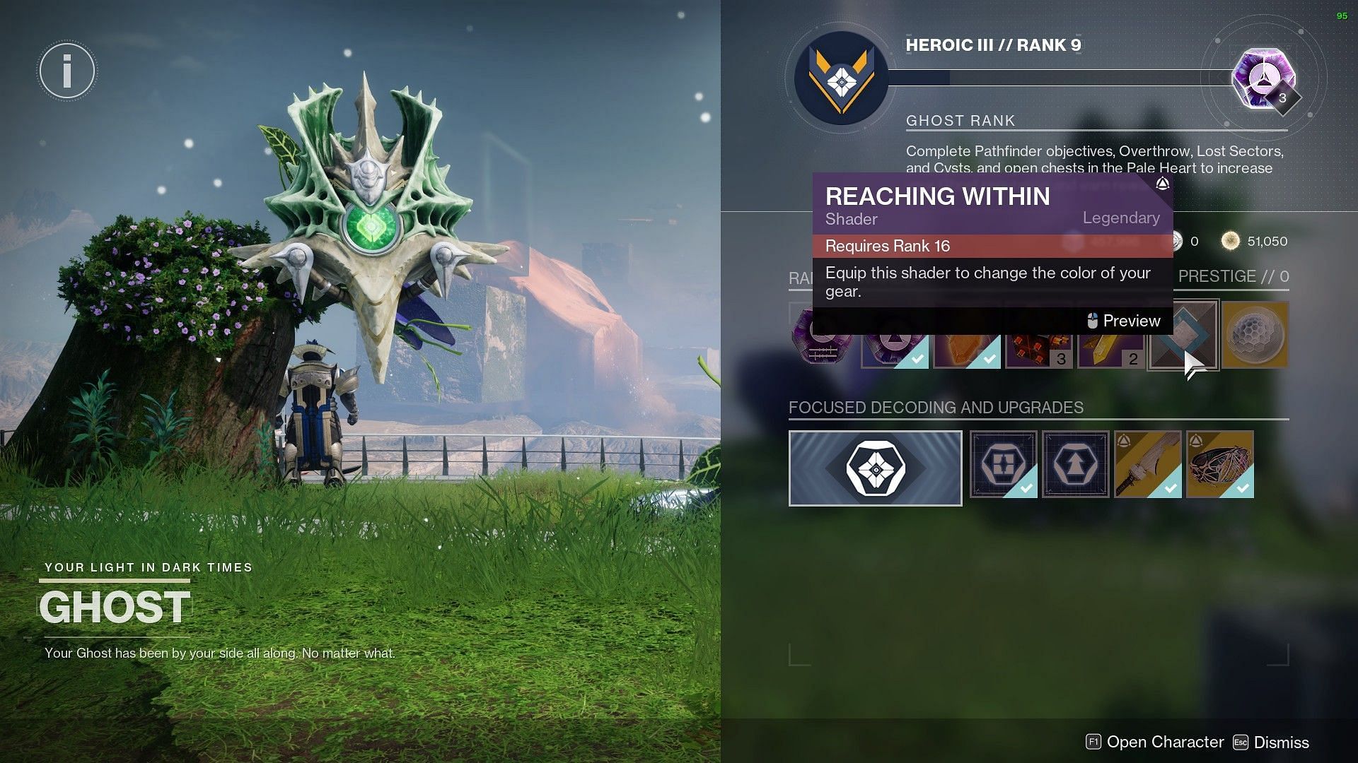 Ghost reputation inventory in Destiny 2 (Image via Bungie)