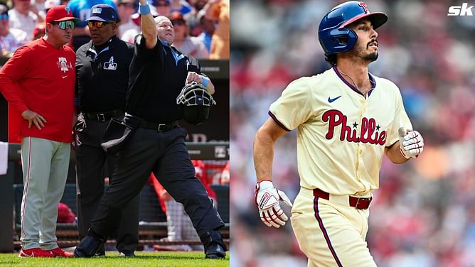 “These umps need to stop honoring Angel Hernandez” - MLB fans troll umpires for ejecting Rob Thomson after reversing HBP call on Garrett Stubbs