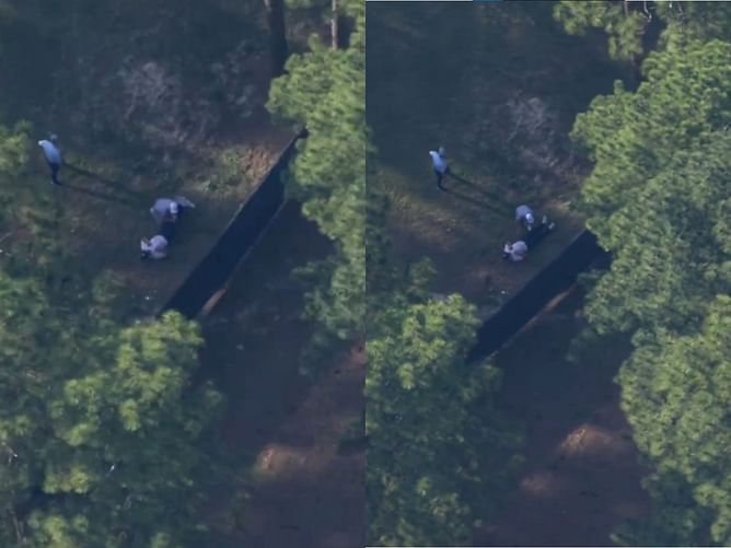 WATCH: Heli cam spots Bryson DeChambeau getting physio in the woods while leading the US Open 2024