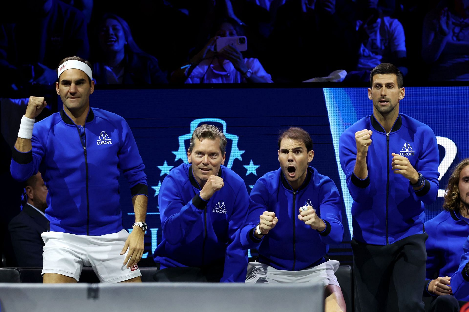 Roger Federer, Rafael Nadal and Novak Djokovic at the Laver Cup - Getty Images