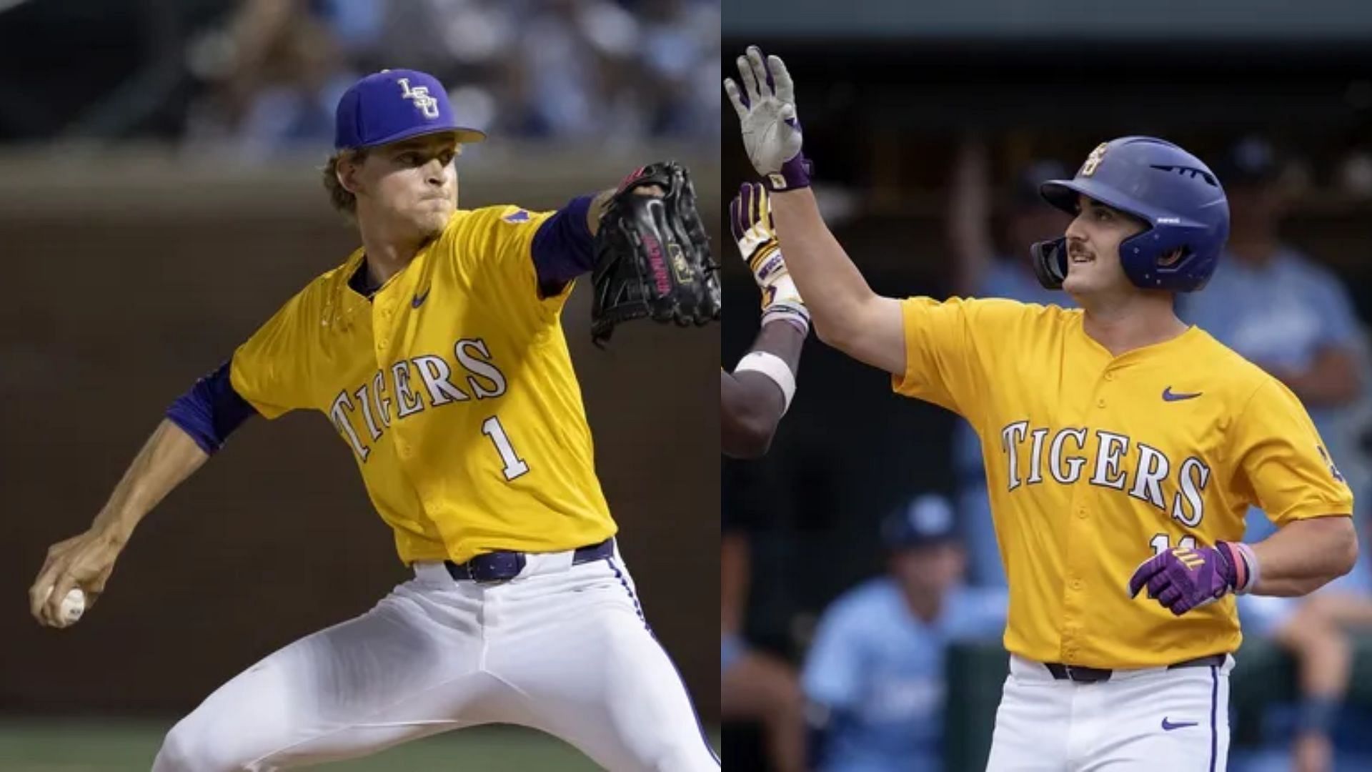 LSU relief pitcher Gavin Guidry (left) shut down North Carolina