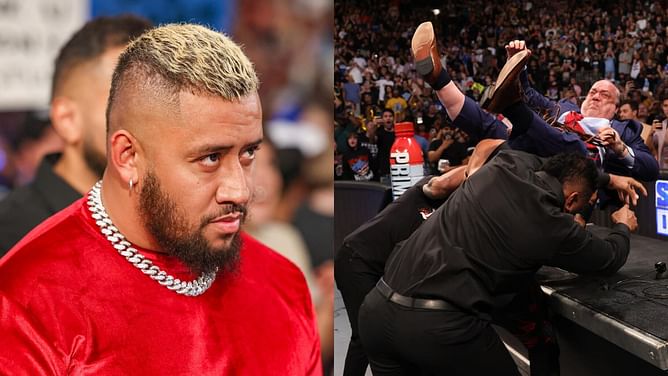 Solo Sikoa reacts after The Bloodline hospitalizes Paul Heyman on WWE SmackDown