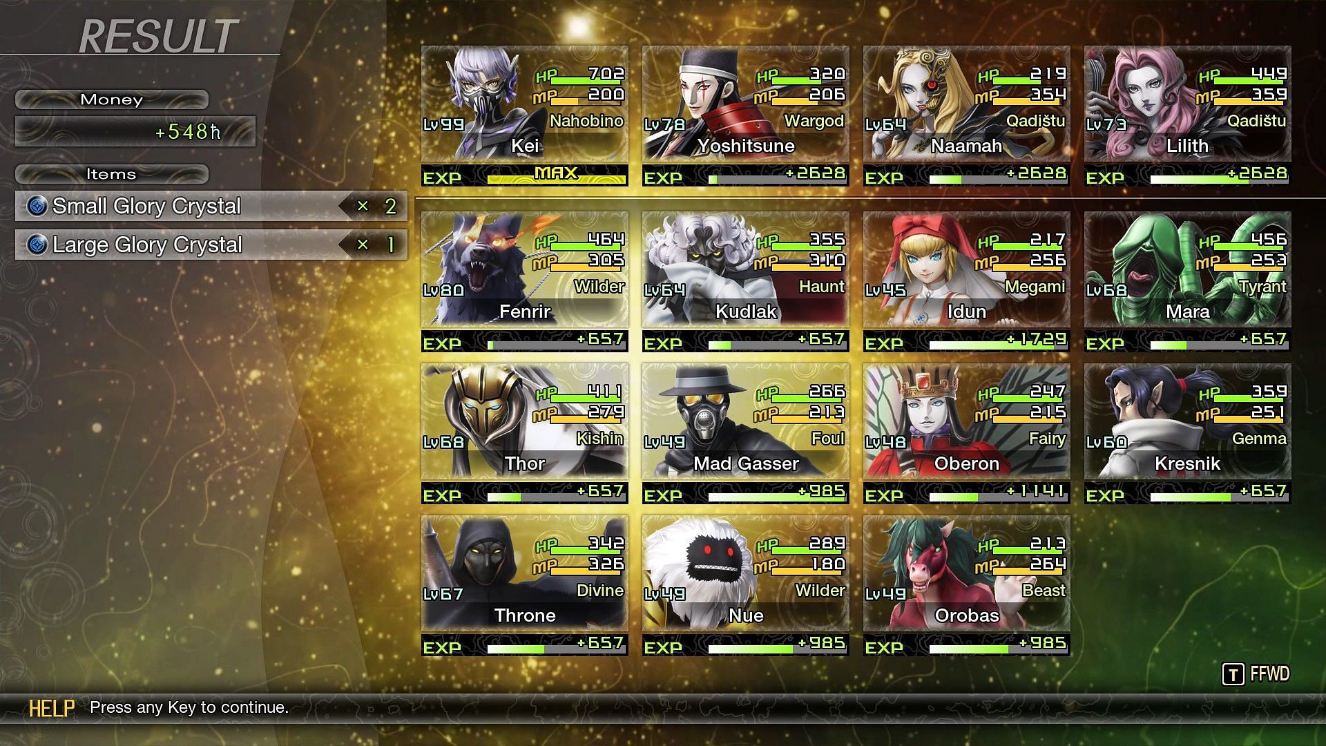 Missions reward players with Large or Small crystals of Glory in Shin Megami Tensei 5 Vengeance. (Image via Atlus)