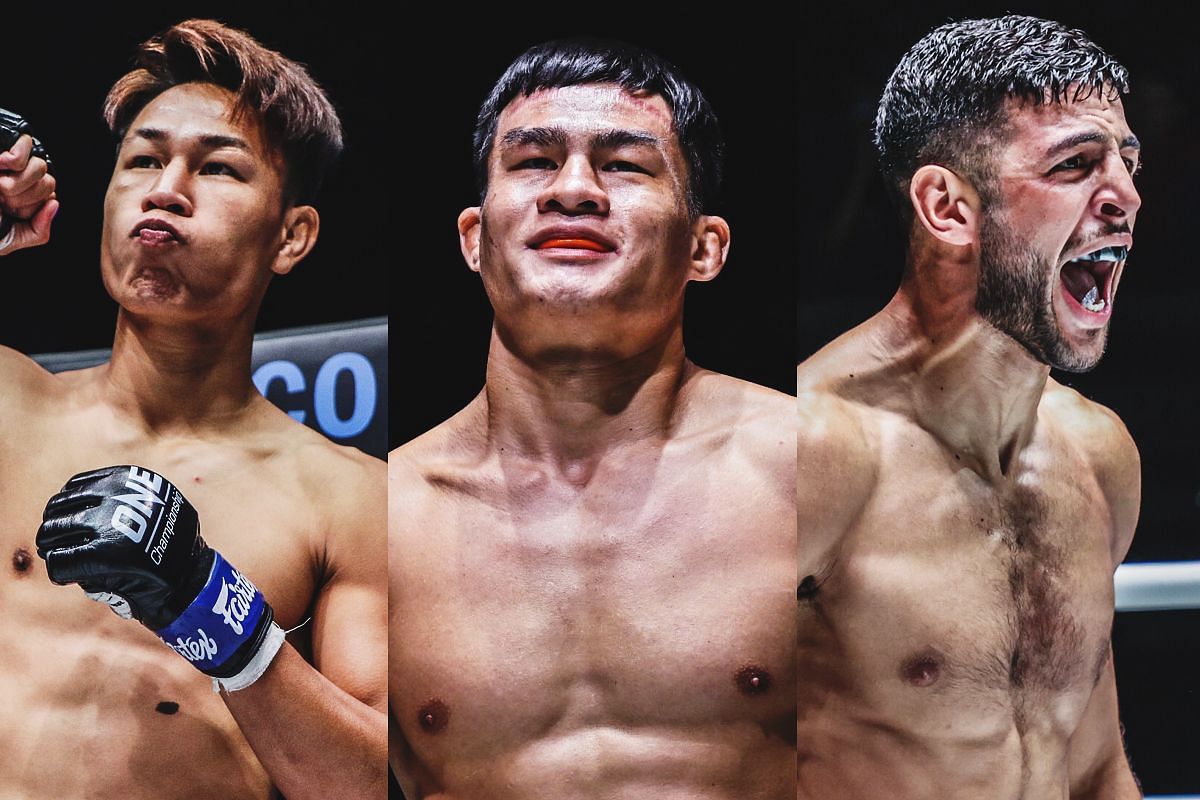 (From L-R): Rittewada, Saemapetch, Mohamed Younes Rabah. [Photos via: ONE Championship]