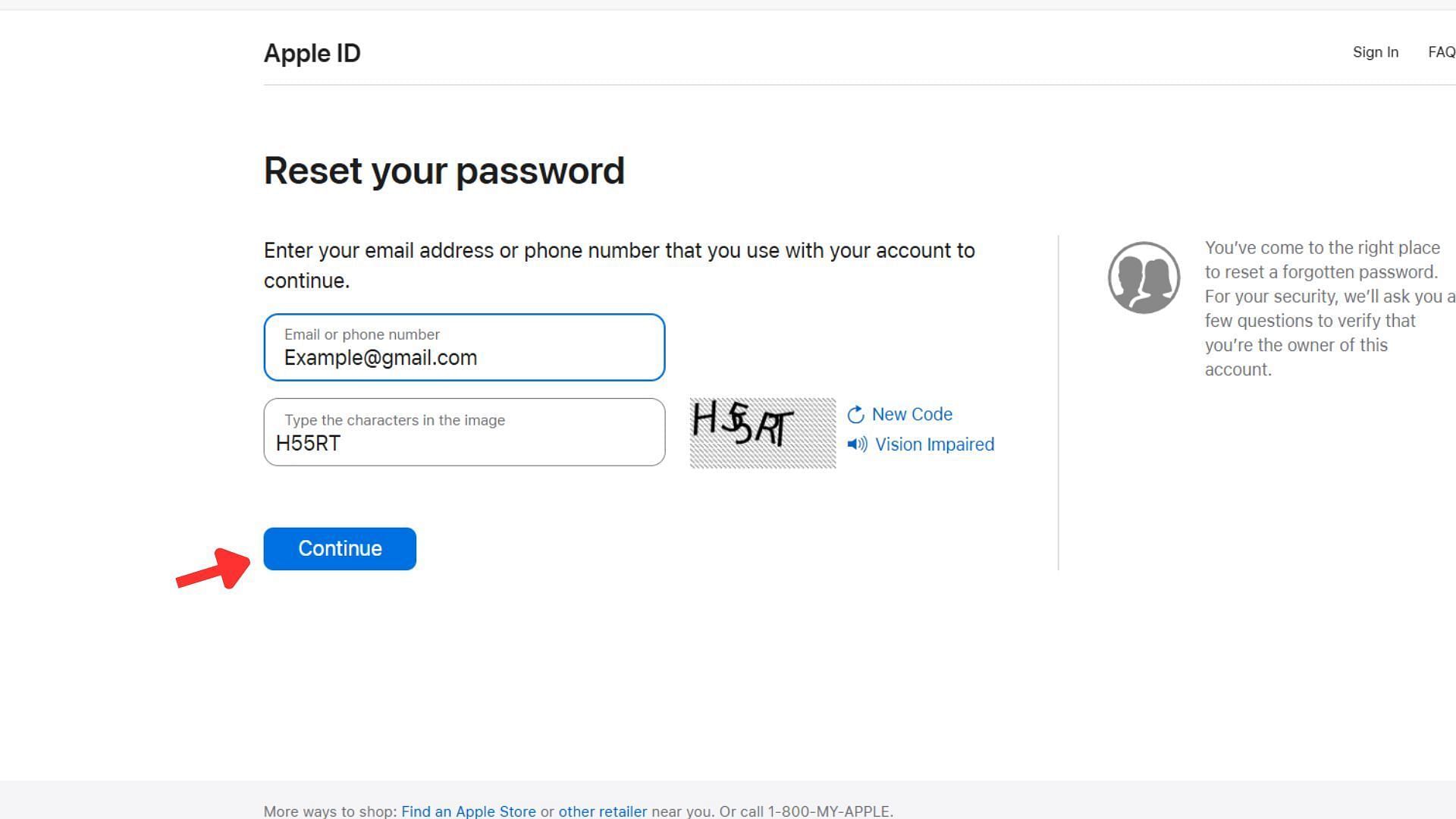 Reset your Apple ID password (Image via Apple)