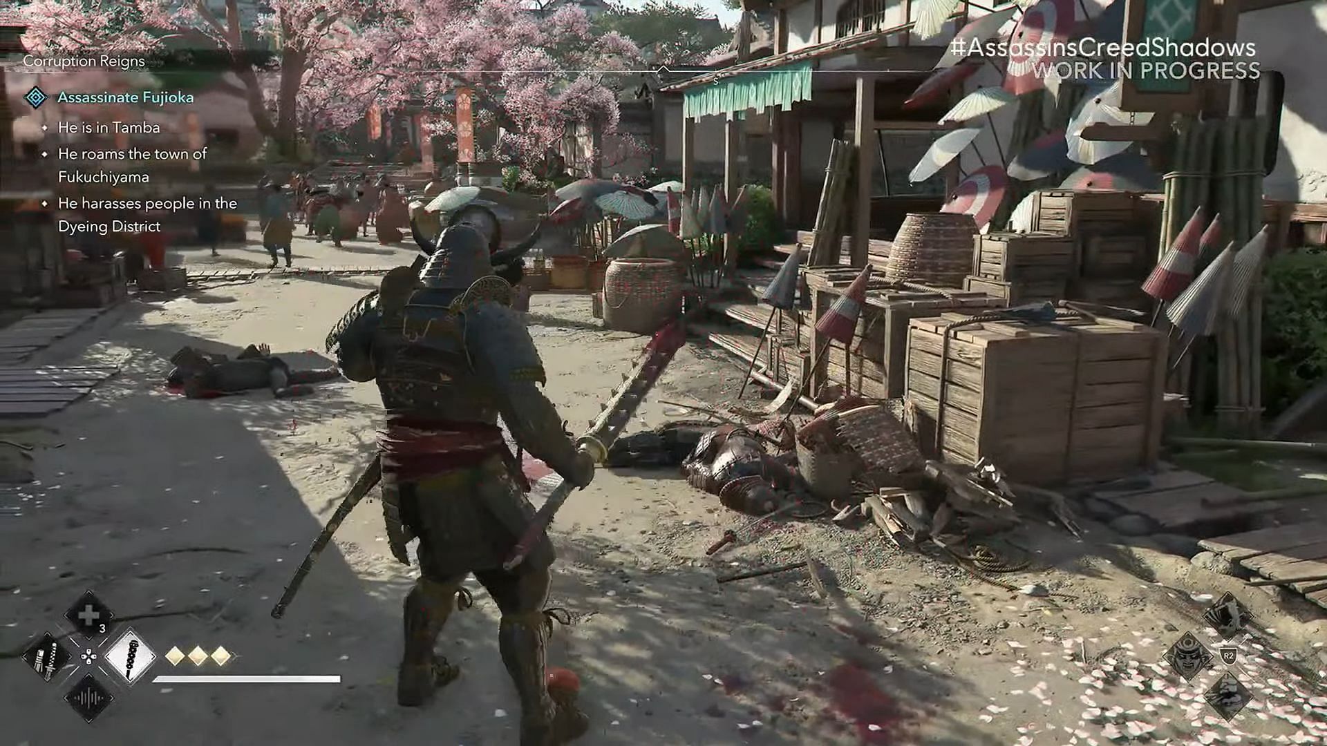 The Assassin&#039;s Creed Shadows gameplay showed Yasuke using his kanabo (Image via Ubisoft)