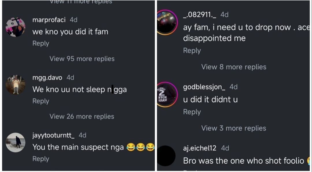 Fans&#039; reaction to Breezy&#039;s Instagram post following Foolio&#039;s death, (Image via _jdotbreezy_/Instagram)