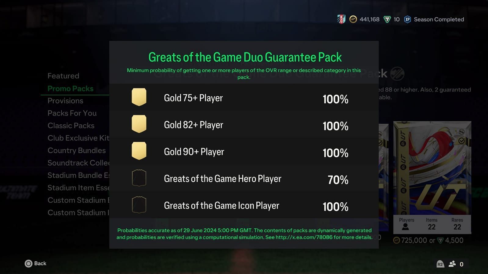 These are the pack odds (Image via EA Sports)