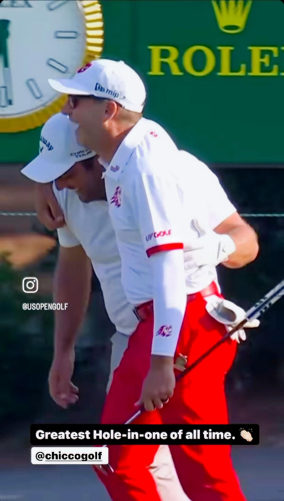 Sergio Garcia shares a story and celebrates Francesco Molinari&rsquo;s ace (via Instagram)