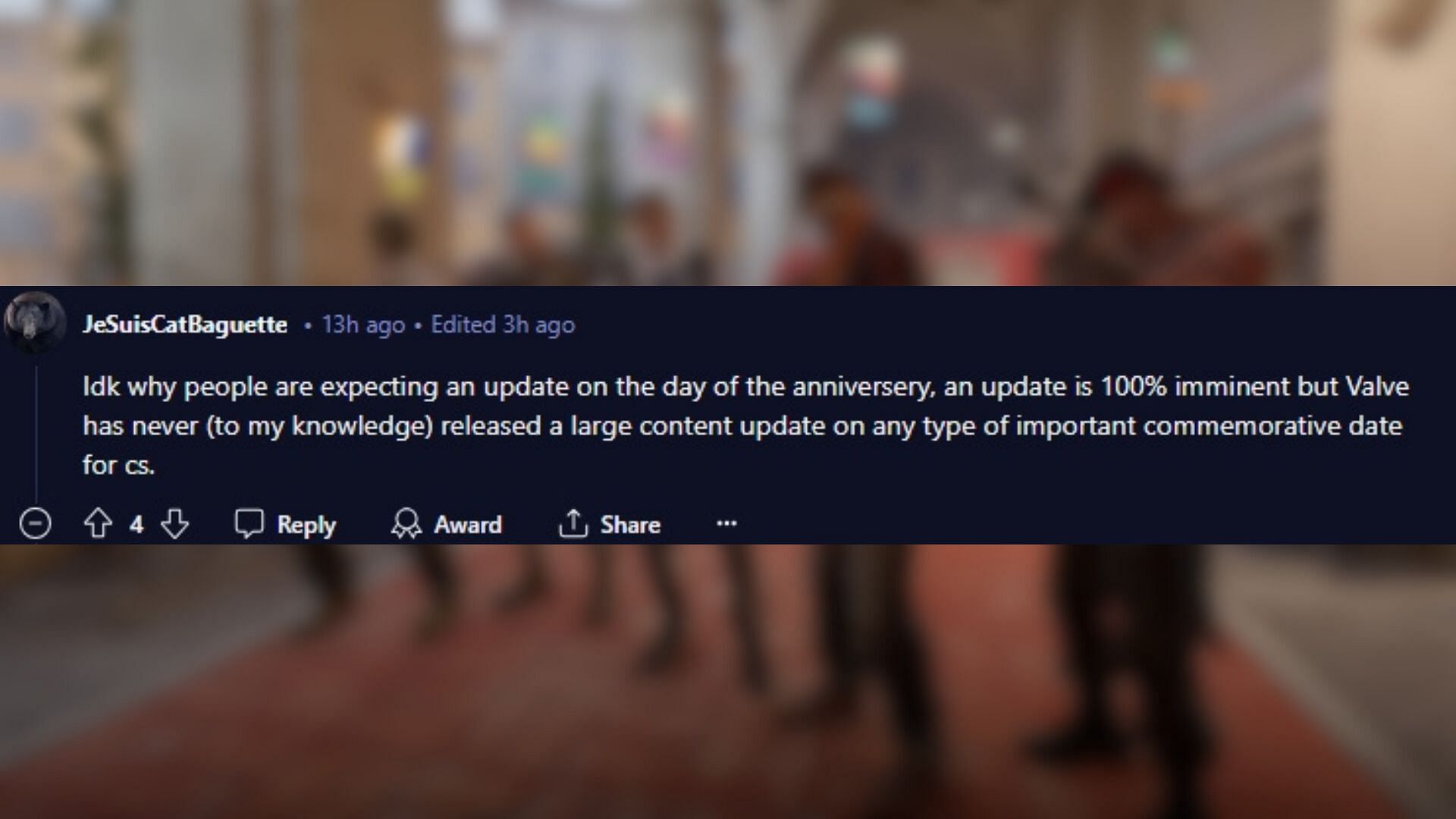 No Valve updates on commemorative dates (Image via Reddit/u/JeSuisCatBaguette)