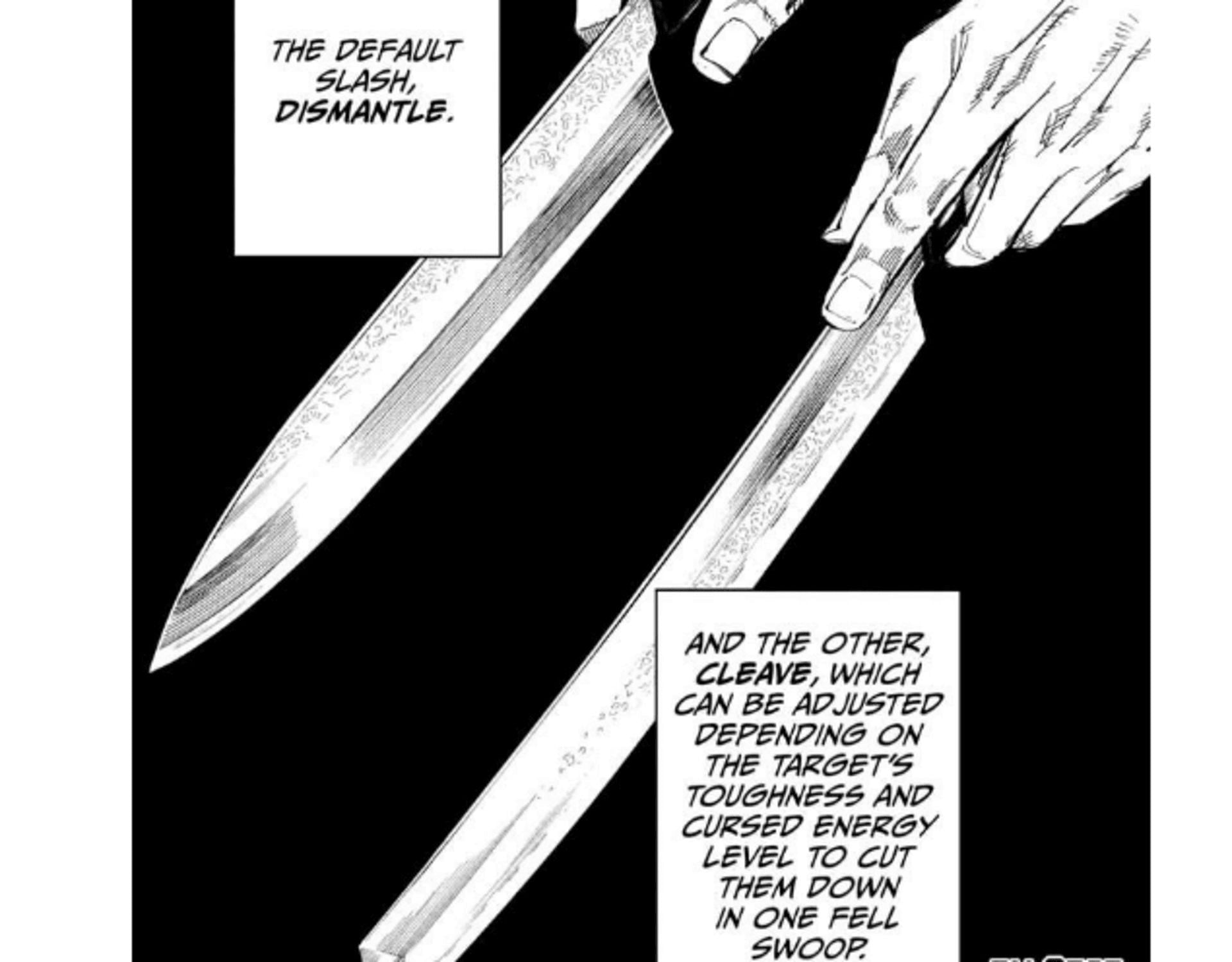 A visual representation of Cleave and Dismantle (Image via Gege Akutami, Shueisha)