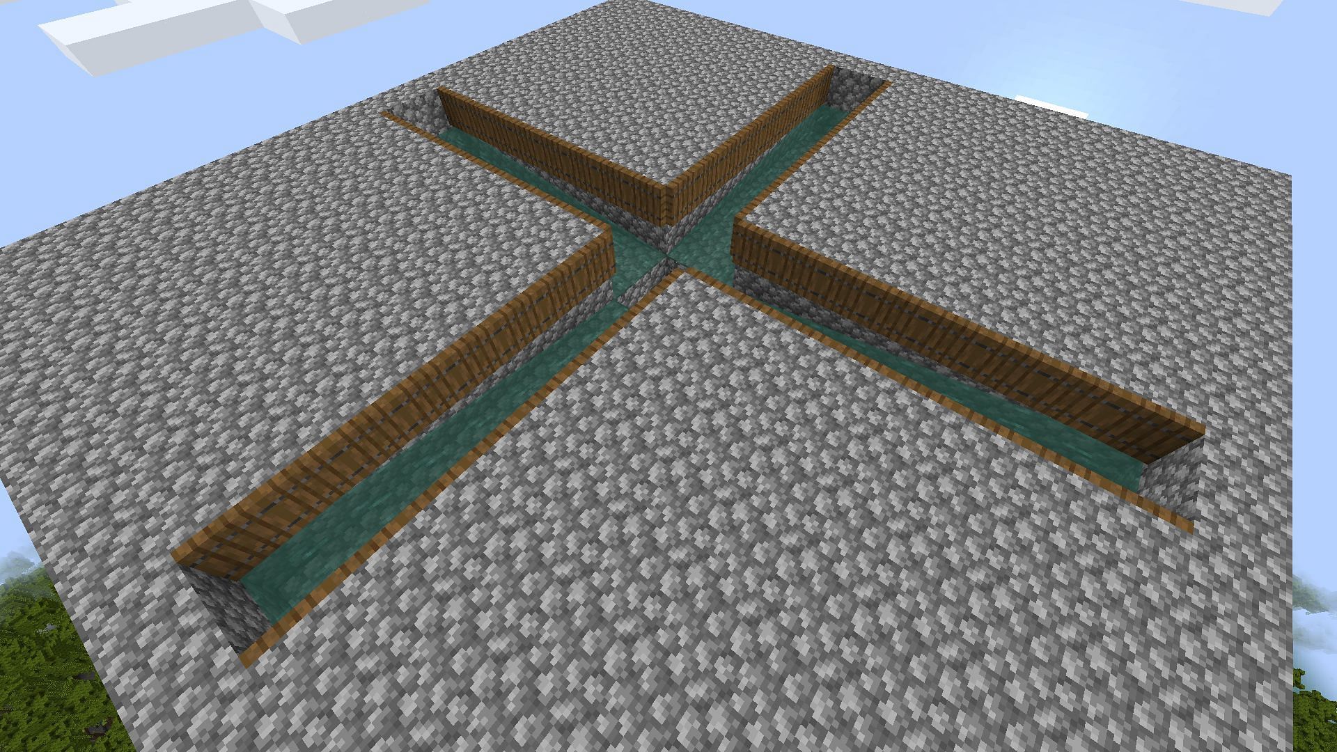 The water and trapdoors added to the farm (Image via Mojang)