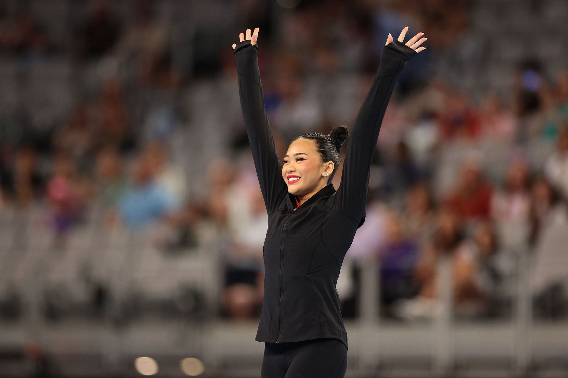 In Pictures Suni Lee stuns in red custommade leotard as she qualifies