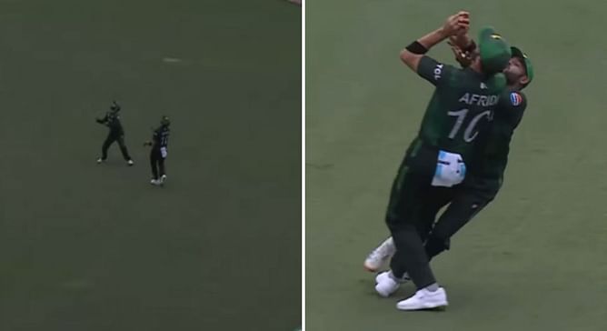 [Watch] Shaheen Afridi takes brilliant catch despite colliding with Usman Khan in IRE vs PAK 2024 T20 World Cup match