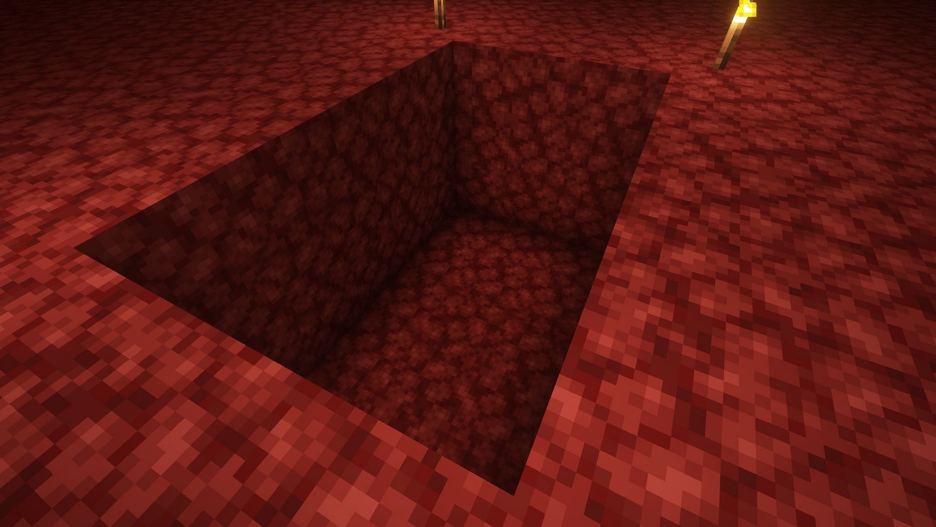 The size of the pit needed for this gold farm design (Image via Mojang)