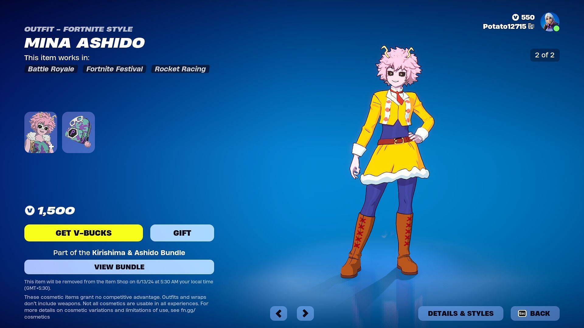 Mina Ashido and Eijiro Kirishima (My Hero Academia) skin in Fortnite can be purchased separately (Image via Epic Games)