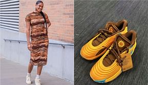 In Photos: Wings' Satou Sabally shows off custom Jordan PE shoe in sunflower color