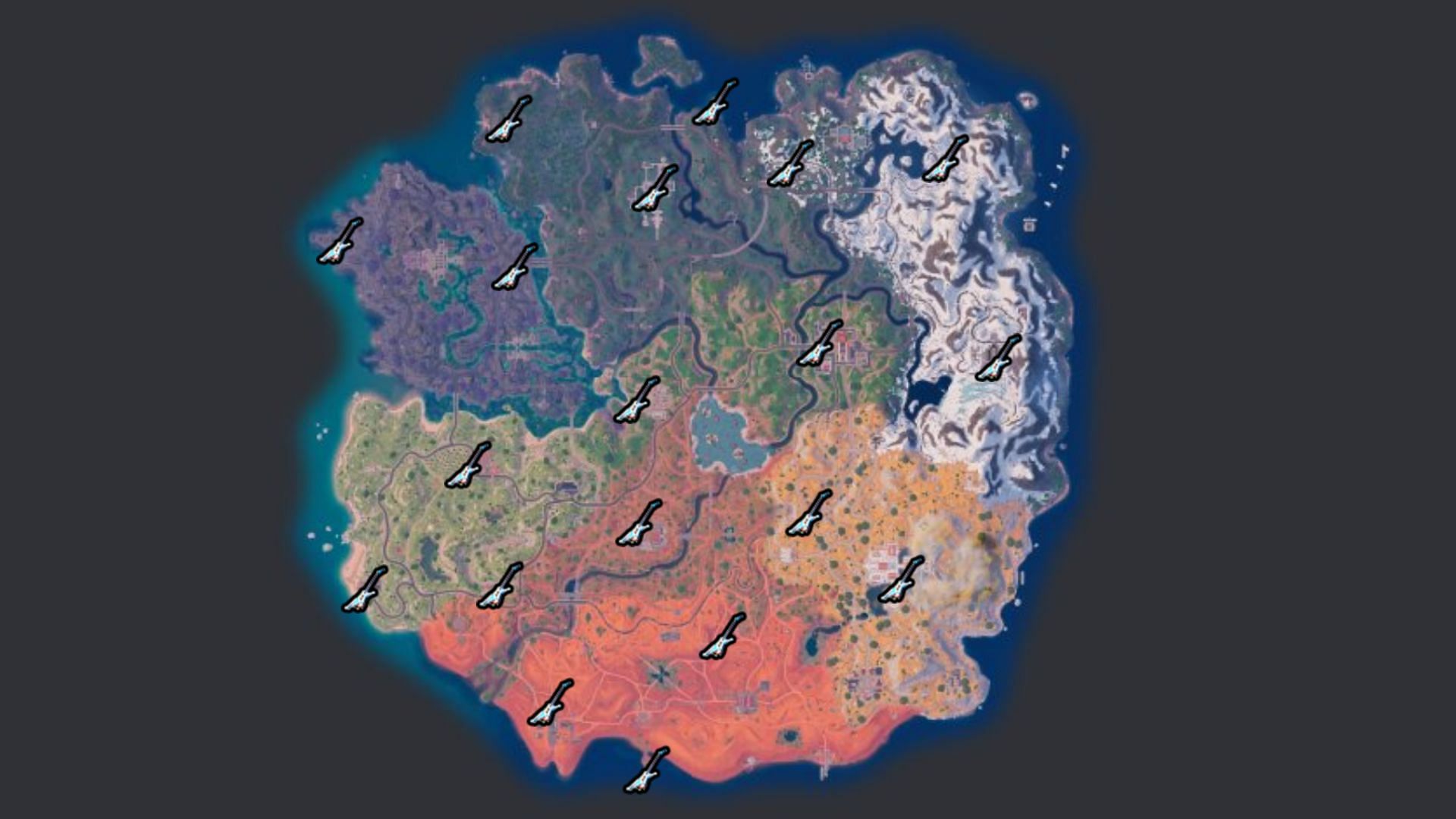 All Ride the Lightning Mythic spawns in Chapter 5 Season 3. (Image via Epic Games)