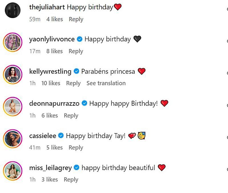 Wrestlers react on Tay Melo&#039;s birthday