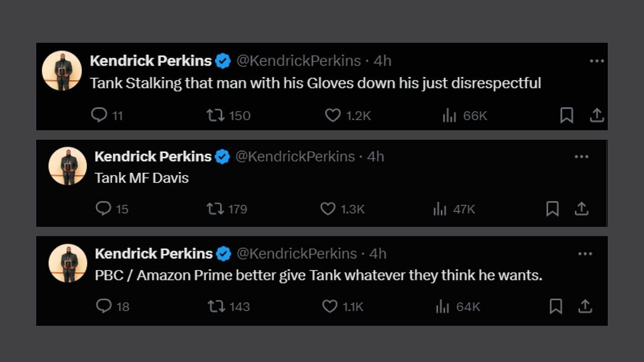 Kendrick Perkins' tweets about Tank Davis (Credits: @KendrickPerkins/X)