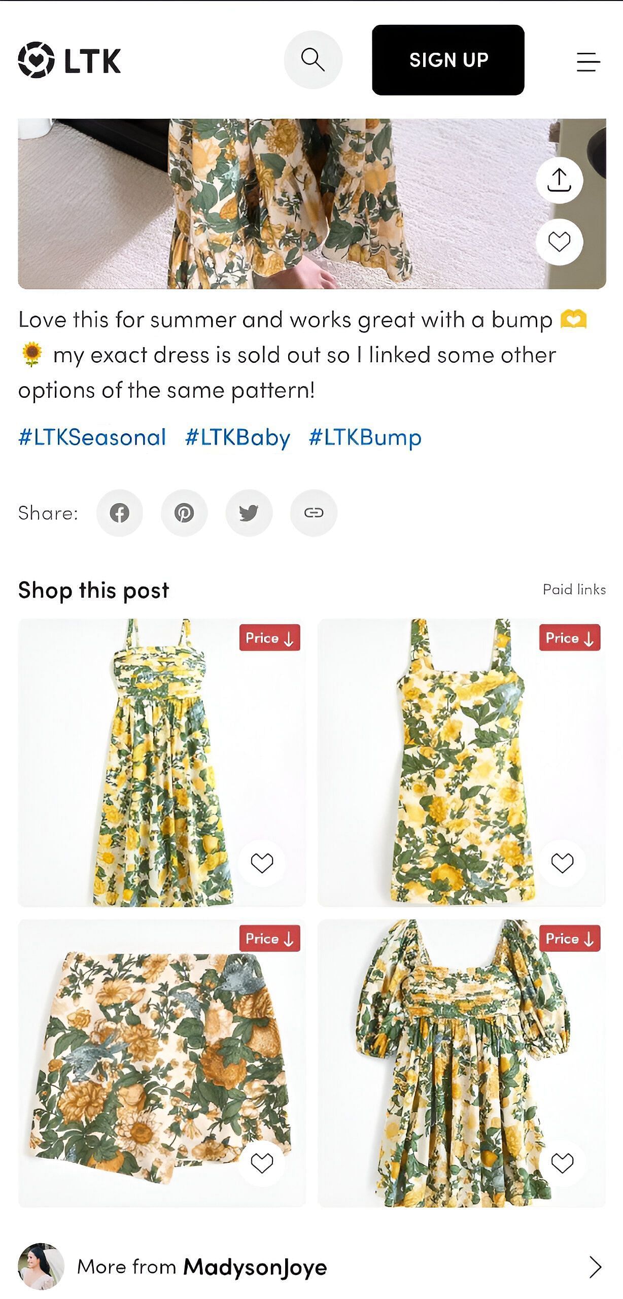 A screenshot of Madyson Stenhouse&#039;s account on Shop LTK