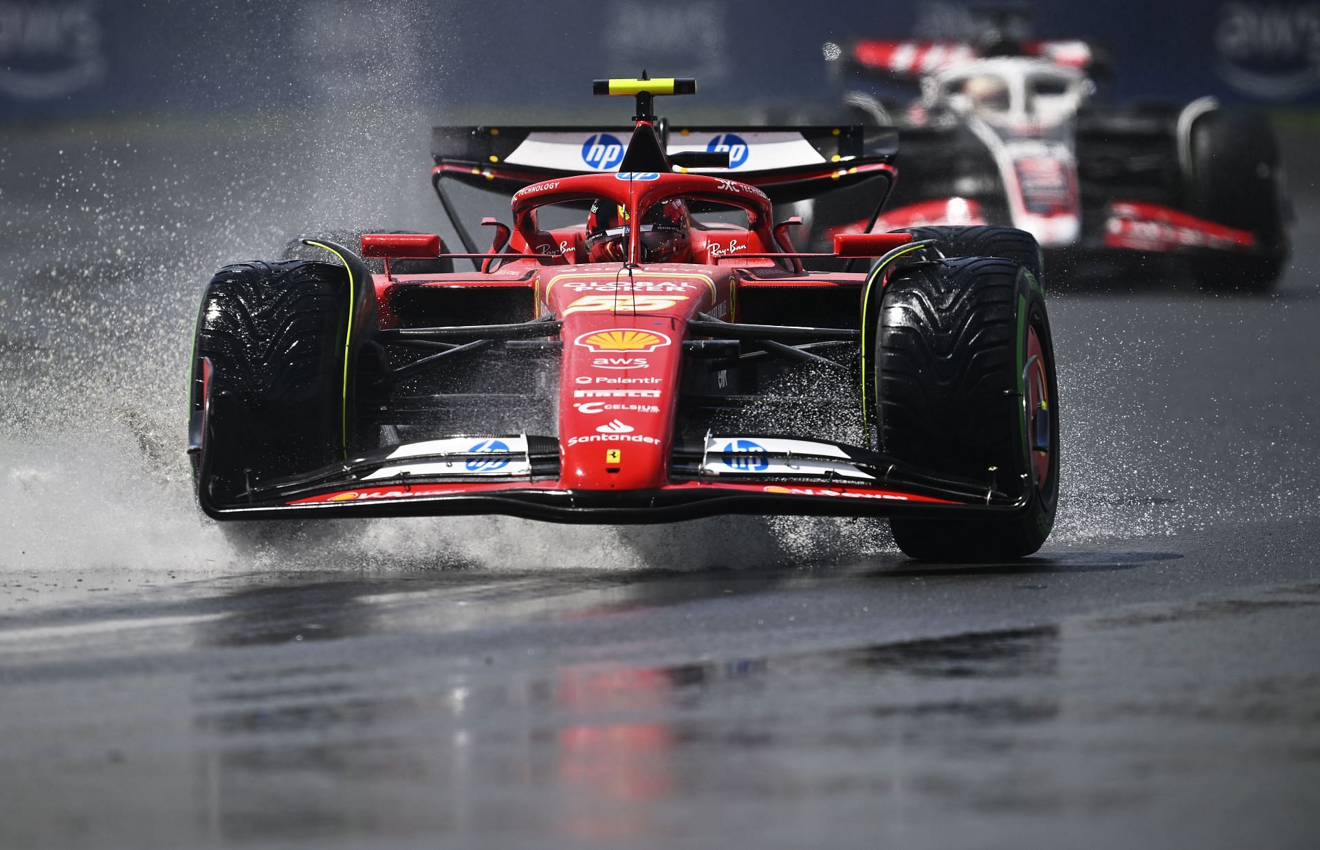 F1 Grand Prix of Canada MONTREAL, QUEBEC - JUNE 09: Carlos Sainz of Spain driving (55) the Ferrari SF-24 runs through a puddle on track during the F1 Grand Prix of Canada at Circuit Gilles Villeneuve on June 09, 2024 in Montreal, Quebec. (Photo by Getty Images/Getty Images)