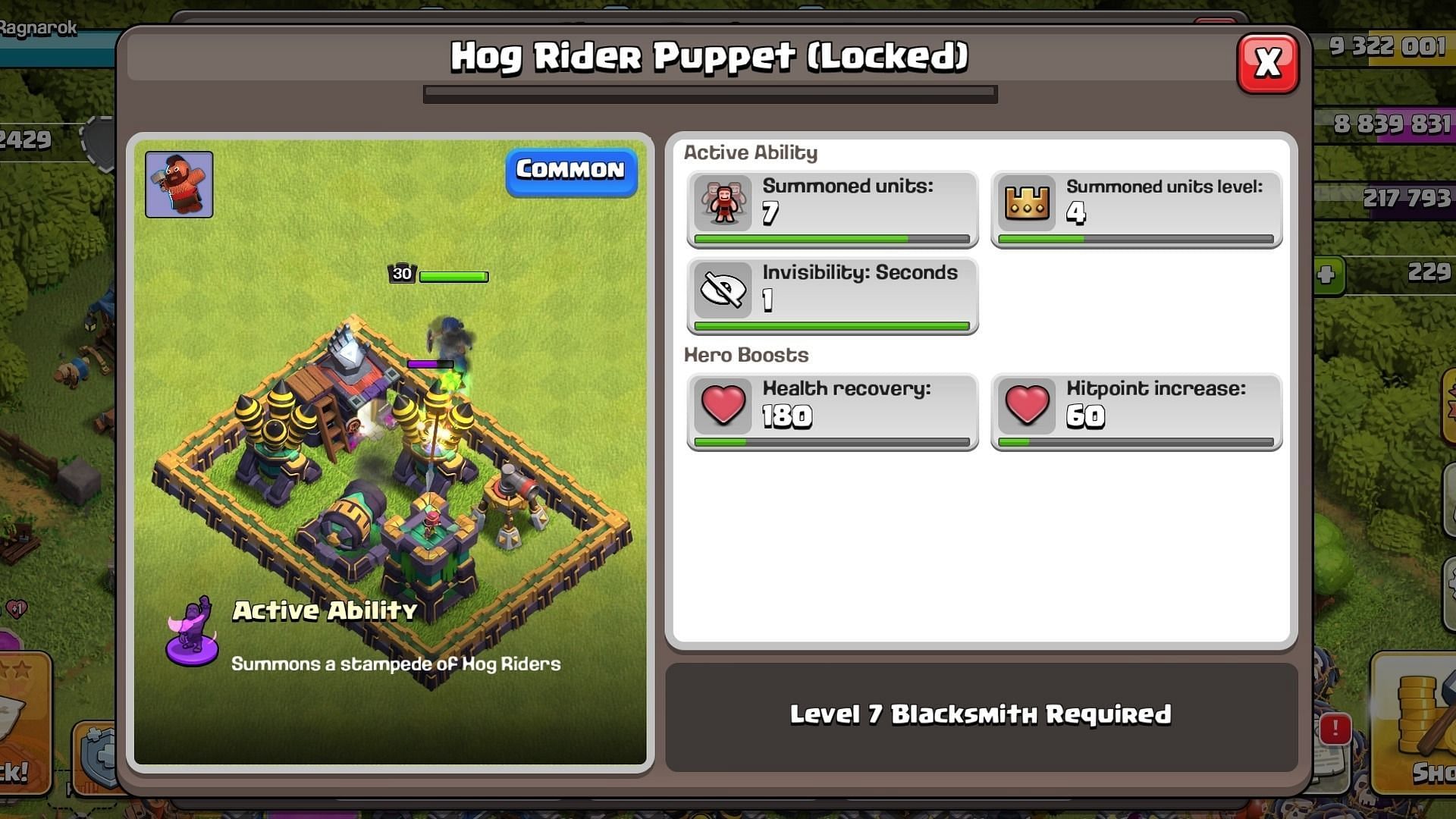 Hog Rider Puppet Equipment (Image via Supercell)