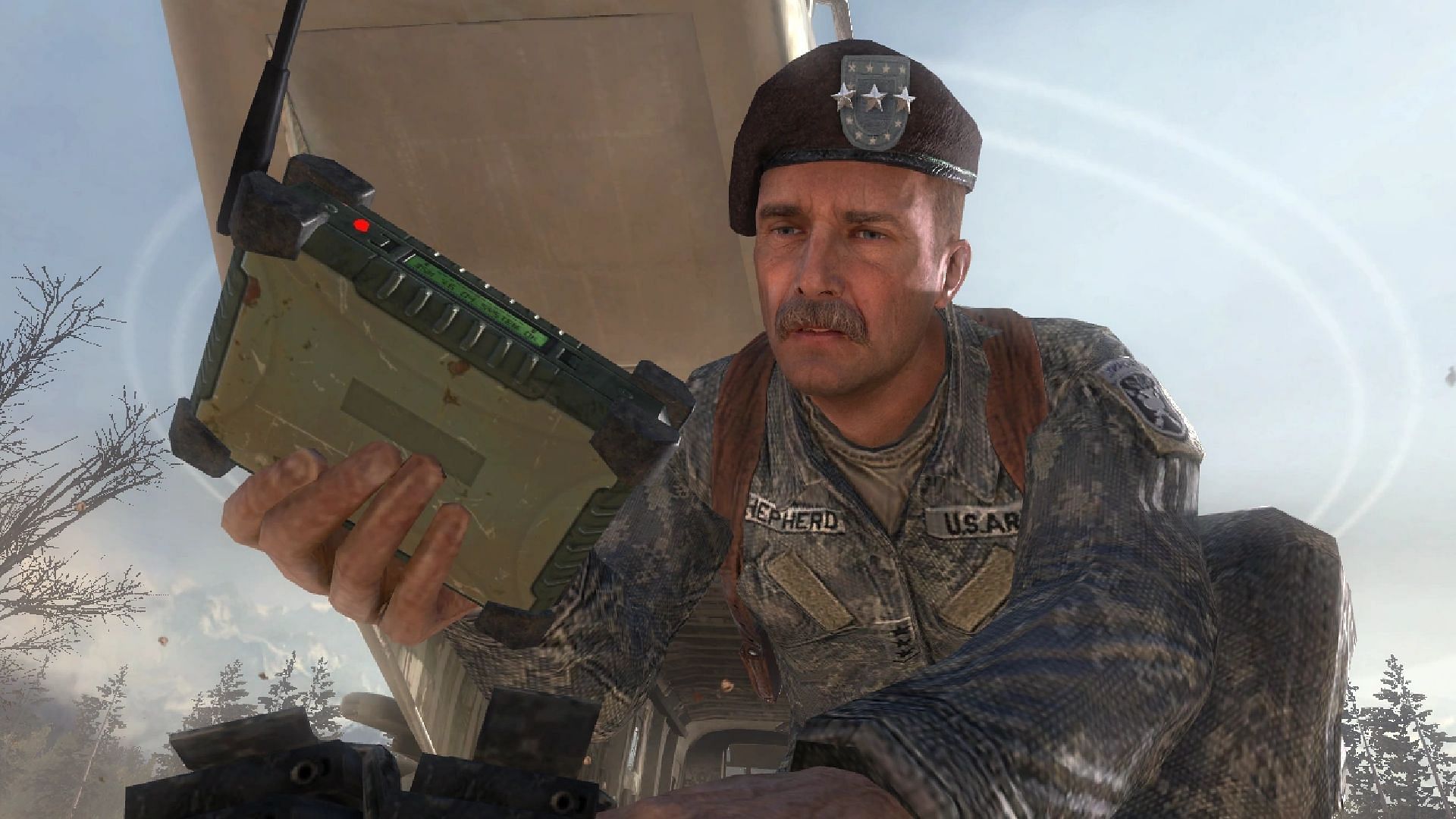 Shepherd taking the DSM after killing Ghost in Modern Warfare 2 (Image via Activision)